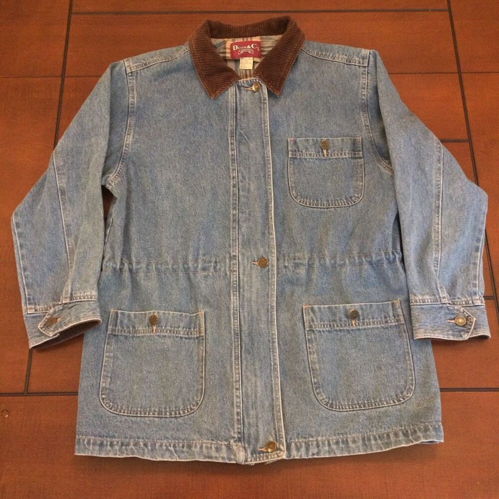 Vintage Denim & Co. Jean Barn Jacket with Corduroy Collar small
